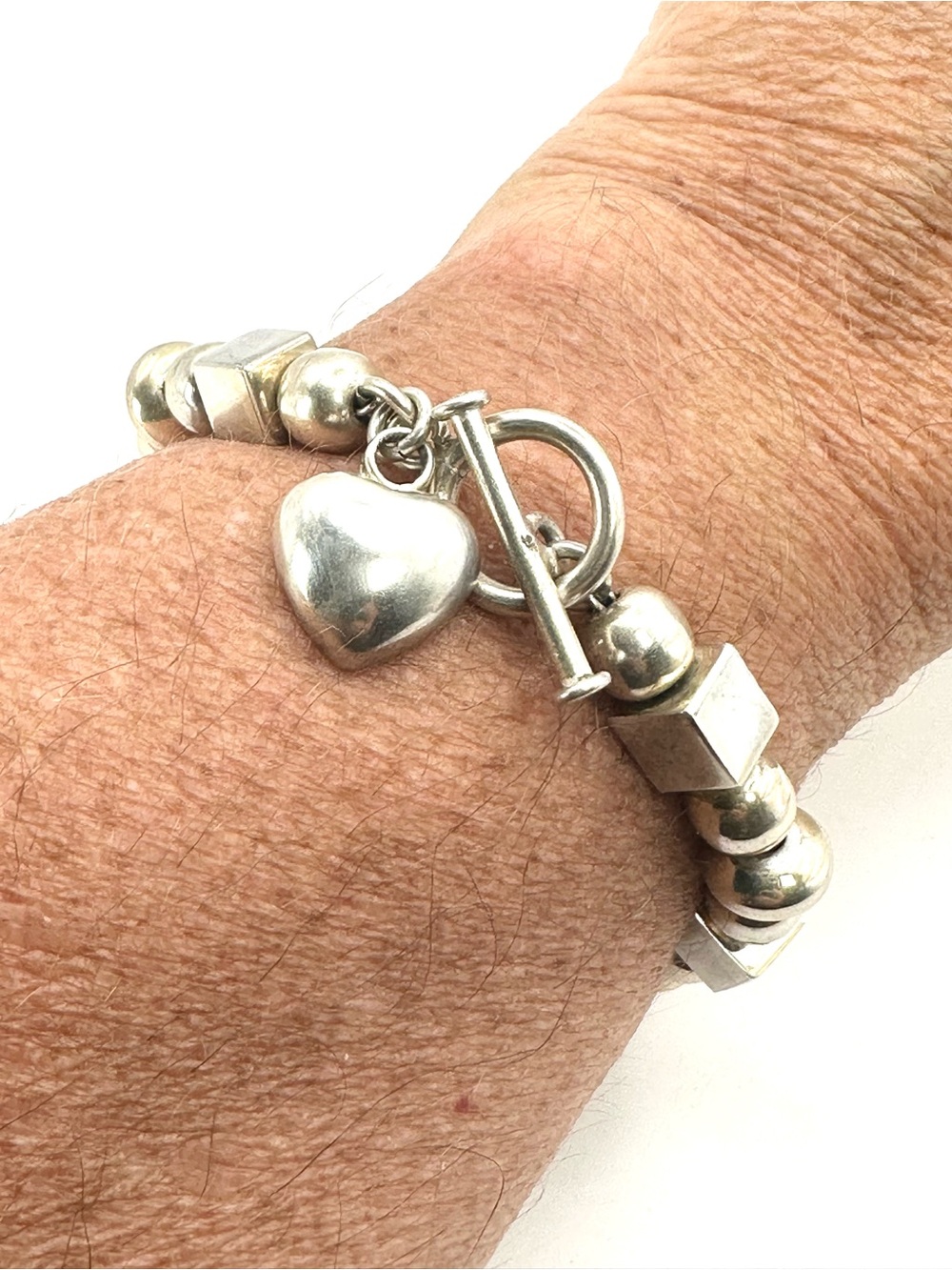 Silpada Retired VINTAGE B0734 Sterling Silver , Stone , Heart Charm Bracelet - Picture 8 of 8